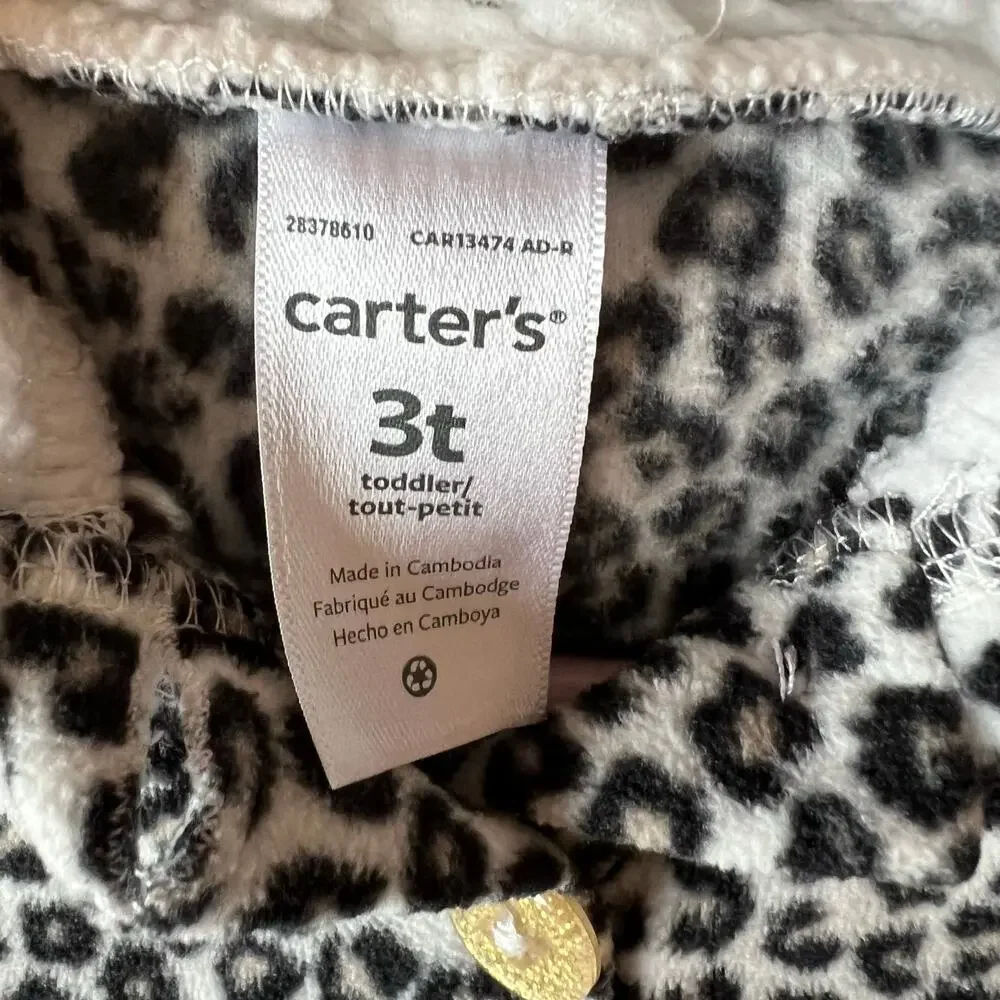 Carter’s animal print fleece top/black leggings Size 3T
